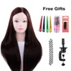 65 cm synthétique à haute température Hair Professional Mannequin Head For Barber Practice Hairstyle Hairdressher Poll Training Head