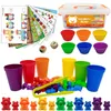 Tasses montessori toys arc-en-ciel tasses de pile comptage des ours poids toys toys bébé mintessori jouets éducatifs jeux enfants