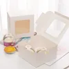 10 pezzi/lotto scatola di torta di cartone marrone bianco con pacchetto regalo per finestre trasparente feste in casa dessert cupcake box box 6/7/8/10 pollici