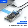 RECK ORICO Mini MSATA SSD Caso SSD su USB 3.2 Gen1 Adattatore di involuta Adattatore esterno trasparente 5 Gbps per MSATA NGFF SSD Samsung