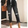 Jeans femminile pantaloni deminiche strappate da donna pantaloni di vita elastica sexy taglio 2024 America Europe Fashion Hole Pencil