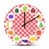 Fruits et légumes pour manger des légumes Veggies mural végétarien Kitchen Art Decor Silent Swept Clock Watch Vegans Goodie Cadeau