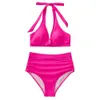 Sexy zwempak tweedelige set voor zwemkleding dames heup wrap-stijl bikini veer 837647