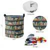 Bookshelf Library Book Dirty Laundry Basket Foldable Round Waterproof Home Organizer Basket Clothing Children Toy Storage Basket