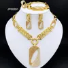Dubai Jewelry Sets For Women Necklace Earrings Bracelet Ring Square Pendant Luxury Design 4PCS Party 240402