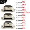 10pcs por porta de carregamento de carregamento de conector USB Jack para Samsung A02S A22 A32 A52 A72 A03 Core A03S A33 A73 A53 4G 5G