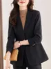 Damespakken Yitimuceng Slim Blazers For Women 2024 Mode Turn Down Collar Long Sleeve Coats Office Ladies Single Button Casual Jacket