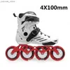 Inline Roller Skates New Arrival 100mm 4X100mm Inline Speed Skates Shoes with Slalom Upper Boots 85A Street Wheel 90A LED Luminous Flash 100 Tires Y240410