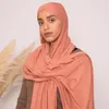 Etniska kläder muslimska tvärbindningsströja omedelbar hijab bra söm stretchy halsduk mjuk turban vanlig pannband wraps foulard