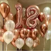 Chrome Metallic Rose Gold Balloons 18 20 30 50th Happy Birthday Party Decor Air Globos Wedding Anniversary Party Supplies Ballon