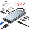 Станции 12 в 1 USB C Hub Dual Monitor Adapter Adapter Laptop Hub USB C до 2 HDMI 4K+VGA+Ethernet+100W PD+4USB+Audio для MacBook Pro OTG