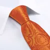 Neck Ties Luxury Orange Paisley Solid Color Luxury Mens Silk Tie with Handle Cufflinks Tie Buckle Business Party Accessories GiftC240410