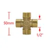 T-SPAPAP 1/2 3/4 cala miedziane metalowe metalowe gwintowane złącze rur wodnych mosiądz 1/2 3/4 męskie złącza żeńskie złącza Krzyżowe rozdzielacz wody
