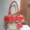 Totes Japanese and Korean grass woven flower corn leather bags craft fashionable casual handbags tourist beach H240410