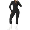 Yoga Jumpsuits One Piece Womens Tracksuit Yoga Set Workout Long Sleeve Zipper Sportswear Gym Set Workout Clothes for Women 240402