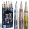Xsyo 6st akrylfärgmarkör penna 0,7 mm fin spets akrylmarkörer för sten canva trä keramisk glas kopp tygskolan leveranser