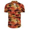 ハワイアンフラワーカジュアルメンズシャツ韓国のファッション服のコスチューム特大のトップスセールフローラル240410のための半袖付きプリント