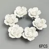 6PCS White Rose Ceramic Handles Cupboard Cabinet Door Knobs Kitchen Drawer Closet Pulls Furniture Handles With Screw