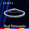 Цепочки Semni 0,1CT 0,2CT Теннисные браслеты Moissanite для женщин, игрирующих 925 серебряных серебряных лабораторий, роскошные ювелирные украшения