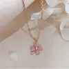 Pendanthalsband VOQ Silverfärg Simple Clover Element Necklace Zircon Pendant Cleavicle Chain Small Fresh Jewelry 240410