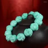 Strand Natural High Porcelain Turquoise Carved Maitreya Buddha Bracelet