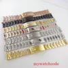 Watch Bands 20mm Width 904L Oyster Stainless Steel Bracelet Black PVD Gold Plated Deployment Buckle Wristwatch Parts Hele22241s