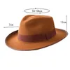 Mężczyźni Fedoras Women Fashion Jazz Hat Autumn and Winter Coffee Woolen Blend Cap Outdoor Casual Dancing Hat LM03 240322