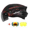 Supeirde Outdoor Trail MTB Bicycle Helmet Aerodynamische race -fietsenhelm met bril Ultralight Road Mountain Bike Helm