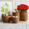 Gewebte Aufbewahrungskörbe für Küchenhauskochwerkzeuge handgefertigte Hängekörbe mit Griffblumenhaltertöpfe Wohnzimmer Dekor Dekoration