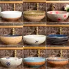 Keramiska badrum tvättfat runt kreativa badrum sjunker europeiska antika kök tvätt handfat
