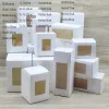 Neue 5pcs Rechteck Fensterbox 6x6/7x7/8x8/9x9x Hochpapierpaket Box Weiß/Kraft Geschenke Süßigkeiten Hochzeit/Neujahr Gefälligkeiten Box