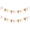 10ft Pink White Gold Paper Triangle Garland Flag Bunting Pennant Banner för bröllop Bruddusch födelsedagsfest hem dekoration