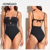 Frauen Badebekleidung Homgao Ein Stück Badeanzug Farbblock Ausschnitt Badeanzug sexy Push Up High Taille Schwimmstrand Monokini