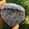 Rainbow Angel Aura, Crazy Amethyst, Natural Quartz Crystal, Rough Laling Stone for Children Gifts, 1pc