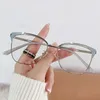 Sonnenbrille Retro Lady Gläser Rahmen Antiblau leichter Computerbrillen Ultraleicher Augenschutz Metall Frauen Brillen Brillen