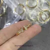 Anelli di design di alto grado per la tifancy femminile V-Gold Double T Tre diamond Ring Cnc Hand-fascia di fascia alta Texture di fascia alta Diamante originale 1: 1 con logo reale