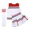 Kinder Girls Cheerleader Kostüm Outfit Applique Cheerleading Tops mit Rocksocken Tanzkleidung Karneval Cheerleading Uniformanzug