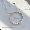 Strand Kkbead الفاخرة Zirconia Charm سوار المجوهرات للنساء أساور اللؤلؤ الطبيعية حبات الذهب المطلي بالفرد