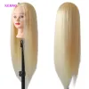 100% de alta temperatura de fibra de fibra de cabelo loiro mannequim Cabeça de treinamento para penteado de trança manikin boneca boneca