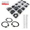 250/500pcs Assortment Kit Set 5-20mm GB894 Black 65mn Steel Retaining Clip Snap Ring C Type External Circlip for Bearing Shaft