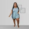 Tute da 5xl plus size da donna estate all'ingrosso a maniche corte corti