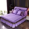 Luxury Quilted Padding Bed Skirt Sanding Soft Thicken Bedspread 1pc Lace Edge Bedspread Not Including Pillowcase