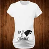 Plus Size S-3XL Funny Maternity Tshirts Pregnant Women Pregnancy Clothes Short Sleeve O-Neck Letter Baby is Coming Print T-shirt