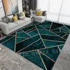 Schwarz Gold Marmor moderne Luxus -Teppiche für Wohnzimmer Schlafzimmer Große Teppiche Grüne Geometrische 3D -gedruckte Teppich Hausbodenmatte