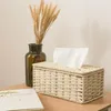 Scatola di tessuto Rattan Solto tovagliolo vintage custodia per toilette per toilette Coverer per la scrivania del soggiorno per casa decorazione