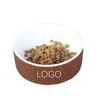 Designer Pet Ceramic Bowl Brown Round Dog Bowl Classic Logo Dog Food Set INS Cat Bowl Fashionable Anti slip and Anti tipping Water Bowl