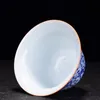 210 مل من الخزف الأزرق والأبيض Pancai Gaiwan Teacup Ceramic Tea Bowl الصينية البورسلين هدايا الشربات