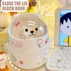 Müll können Organisator INS Desktop mit Deckel Kawaii niedlichen Bären Mülleimer Stellbox Girl Stifthalter Aufbewahrungs Bucket mit Flip Top