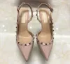 Designer Sandals High Heels Pointed Rivets Shoes 6cm 8cm 10cm tunna klackar Sexiga Lady Classics Wedding Shoes Summer Size 34-44