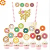 1set Donut Grow Up Cake Decor Garland Balloons Glass Pappersvävnad Pompoms Baby Shower Wedding Birthday Party Decorations